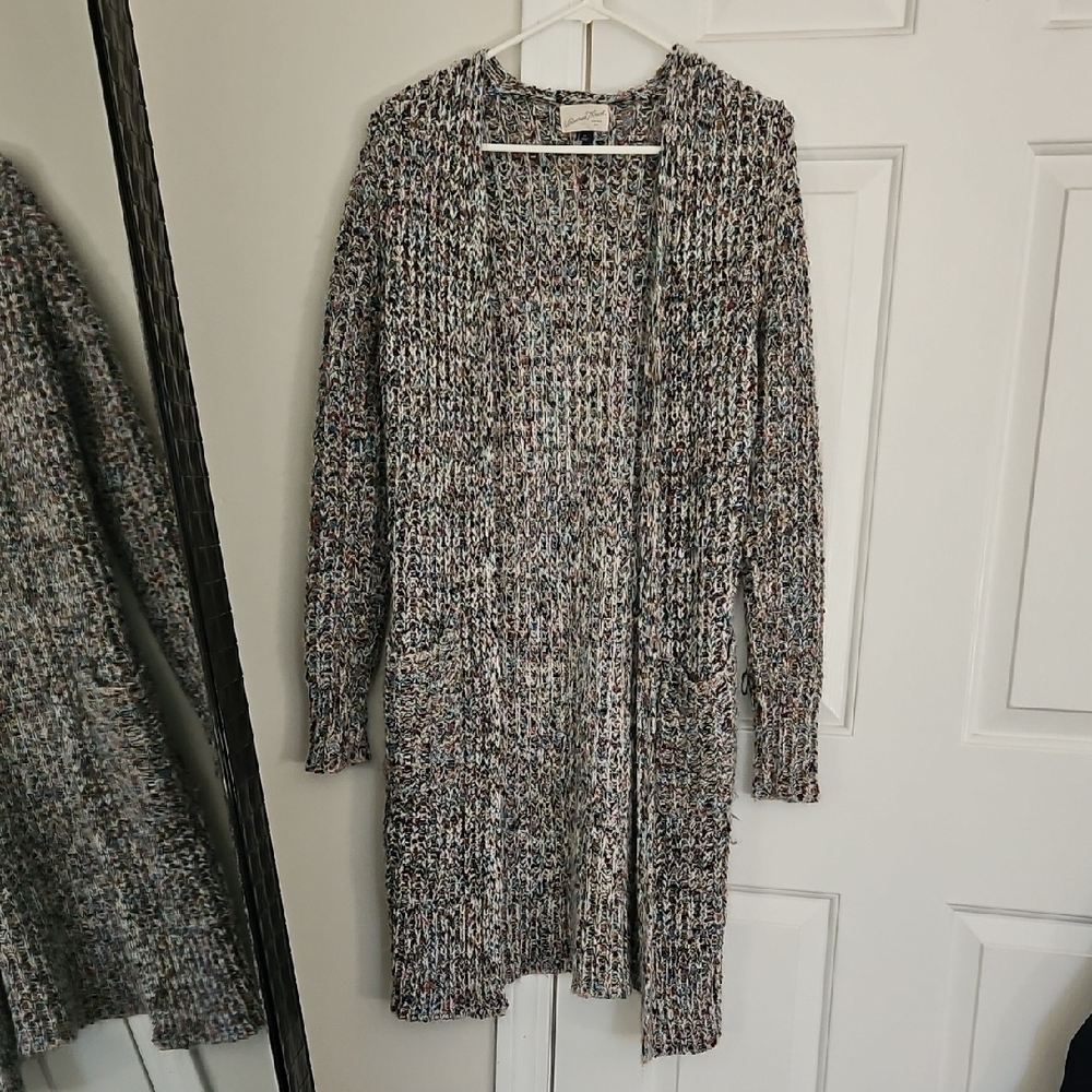 Universal Thread Knit Long Open Multicolor Knit Duster Cardigan Xs